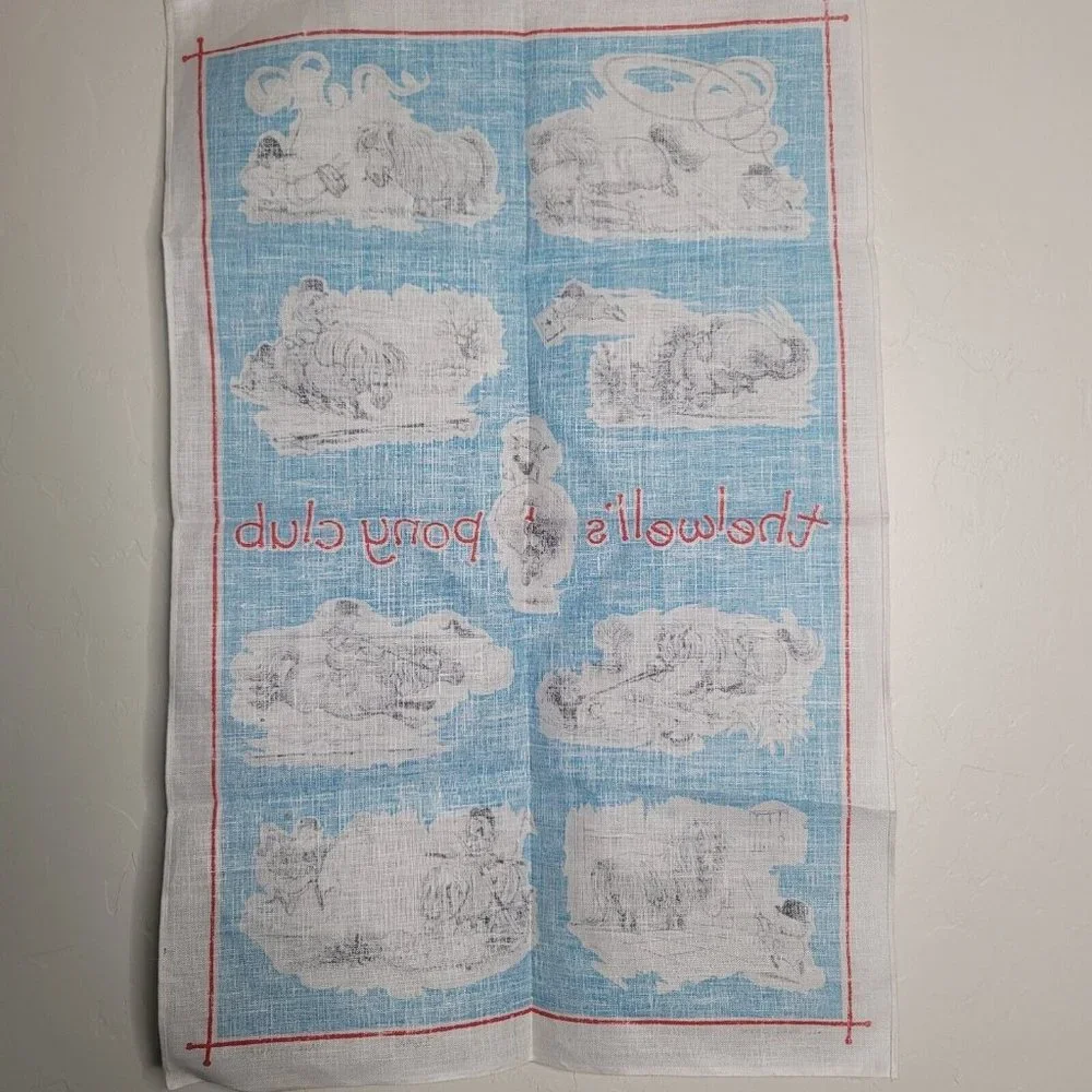 Thewell's Pony Club Ulster Linen Tea Dish Towel Appx 20.5 x 31 Inches